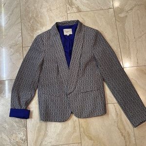Ann Taylor Loft blazer. Lined blue print.